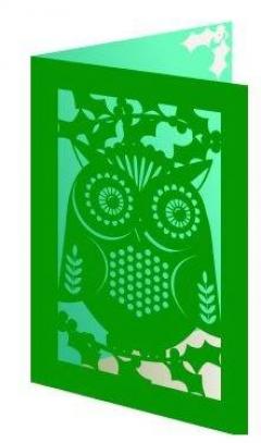 Green Owl Lasercut Card