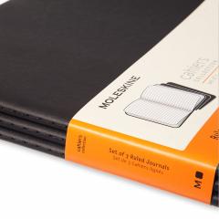 Set 3 caiete - Moleskine Cahier - XXL, Ruled - Black