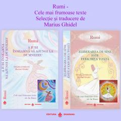 Set carti Rumi - Cele mai frumoase texte:  A iubi inseamna sa ajungi la Dumnezeu / Eliberarea de sine este fericirea toata