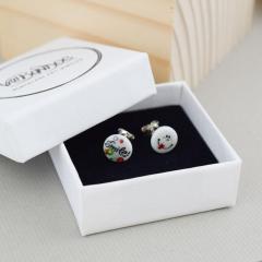 Cercei butoni din portelan - Rotunjori Mici (EAR-3039)