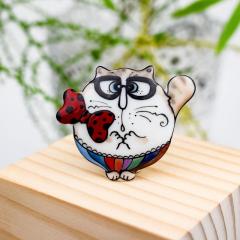 Brosa din portelan - Pisica Rotunda Grasa (BRO-2003)