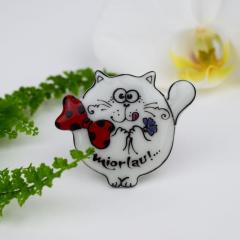 Brosa din portelan - Pisica Rotunda Grasa (BRO-2009) - 2 modele