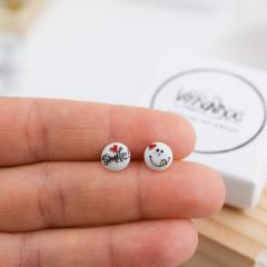 Cercei butoni din portelan - Smile (EAR-3013)