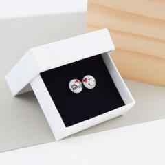 Cercei butoni din portelan - Smile (EAR-3013)