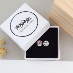 Cercei butoni din portelan - Smile (EAR-3013)