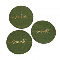 Set suporturi de pahare cu mesaj - Handmade - Verde