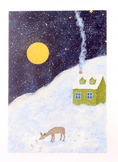 Felicitare - Piesaj de iarna - Caprioara