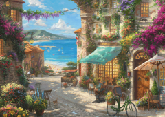 Puzzle 1000 de piese - Thomas Kinkade - Cafe on The Italien Riviera