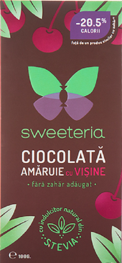 Ciocolata neagra amaruie cu visine, fara zahar