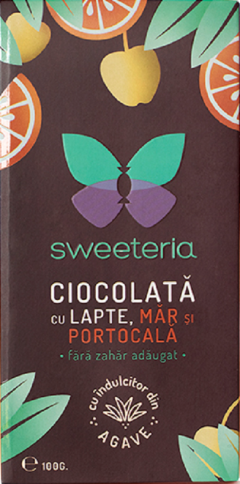 Ciocolata cu lapte, mar si portocala, fara zahar