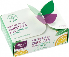 Ciocolata alba - Matcha si lemon, fara zahar (minitablete)