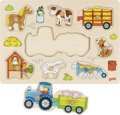 Puzzle din lemn - Tractor with Trailers