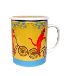Cana cu capac - Cycling Cat Yellow