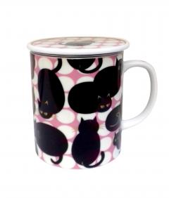 Cana cu capac - Dot Cat - Black Cat Pink