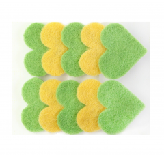 Set 2 clame - Handmade - Inimi - Verde-Galben