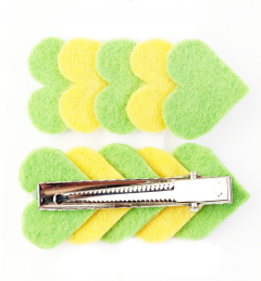 Set 2 clame - Handmade - Inimi - Verde-Galben