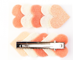 Set 2 clame - Handmade - Inimi - Blush-Alb