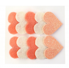 Set 2 clame - Handmade - Inimi - Blush-Alb