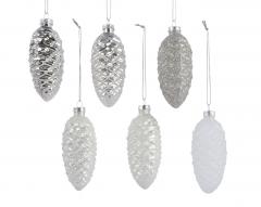 Glob de Craciun - Pinecone, white/silver (mai multe modele)