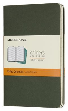 Set 3 caiete - Moleskine Cahier - Pocket, Ruled - Myrtle Green