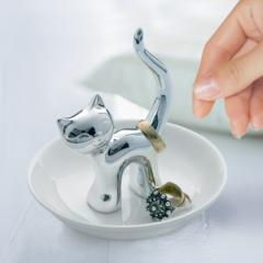 Suport bijuterii - Cat Ceramic Silver