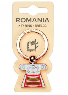 Breloc - Fata - Motive orizontale verzi, placare roz