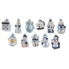 Ornament brad - Glitter Figurines with Hanger - Silver and Blue - mai multe modele