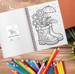 Carte de colorat pentru adulti - Cizme cu flori