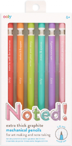 Set 6 creioane mecanice cu citate motivationale - Noted  Extra Thick
