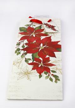 Punga cadou - Poinsettia Bottle Bag, 12x35cm