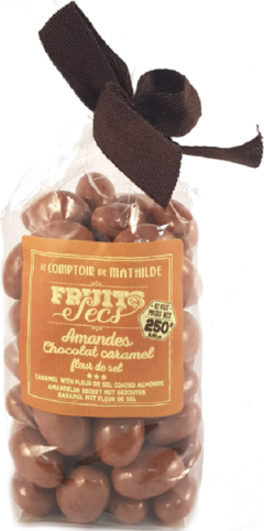 Migdale glazurate cu ciocolata alba si ciocolata cu lapte cu caramel si sare de mare