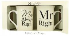 Set 2 cani cutie cadou - Mr Right & Mrs Always Right