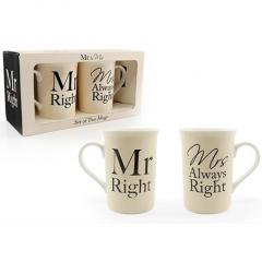 Set 2 cani cutie cadou - Mr Right & Mrs Always Right