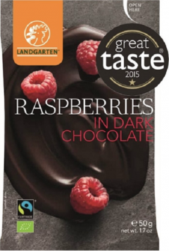 Zmeura in ciocolata neagra - BIO + RO-ECO-007