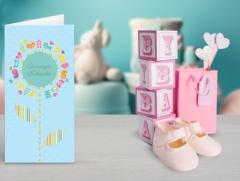 Felicitare floare - Cu ocazia botezului. Baiat