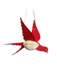 Decoratiune - Pasare din hartie, rosu