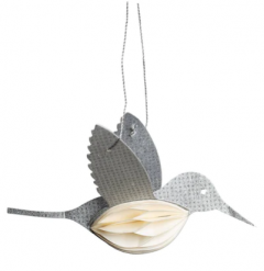 Decoratiune - Pasare din hartie - Argintie