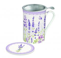 Cana din portelan cu sita si capac - Lavender Field