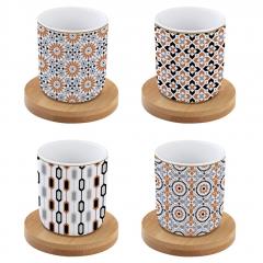 Set 4 cesti cu farfurioara - Geoethnic