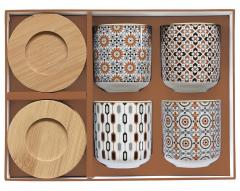 Set 4 cesti cu farfurioara - Geoethnic