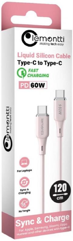 Cablu - Liquid Silicon - Type-C la Type-C (Fast Charge, 60W) - Roz