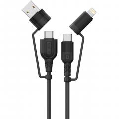 Cablu - Fisheye Series - Multi-connector 4 in 1, USB-A & Type-C la Type-C & Lightning