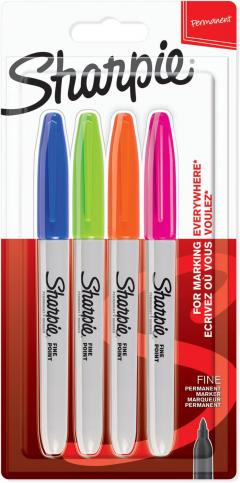 Set markere - Sharpie Permanent Marker, fine point, 4 bucati