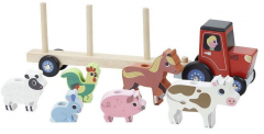 Jucarie din lemn - Tractor cu animale