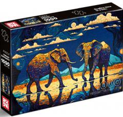 Puzzle 1000 piese - Vibrant Elephants
