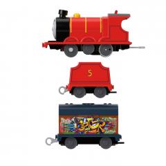 Locomotiva motorizata cu doua vagoane - Thomas & Friends - James Grafriti
