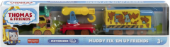 Locomotiva motorizata cu doua vagoane Thomas & Friends - Muddy Fix EM UP Friends