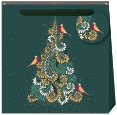 Punga de cadou - Filigree Tree Deep Emerald - Medium Christmas Bag