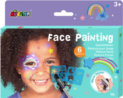 Trusa make-up pictura fata cu sabloane incluse - Curcubeu si stele