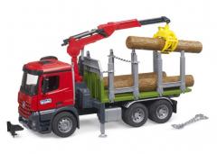 Jucarie - Camion lemne Mecedes Benz Acros cu macara de incarcare